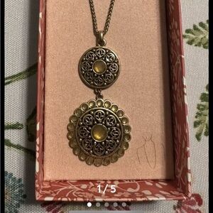 Lucky Brand long pendant medallion necklace NEW